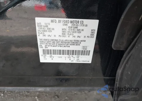 2015 Ford Edge Sport z USA, uszkodzony, nr VIN 2FMTK4AP1FBC36704